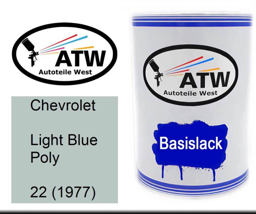 Chevrolet, Light Blue Poly, 22 (1977): 500ml Lackdose, von ATW Autoteile West.